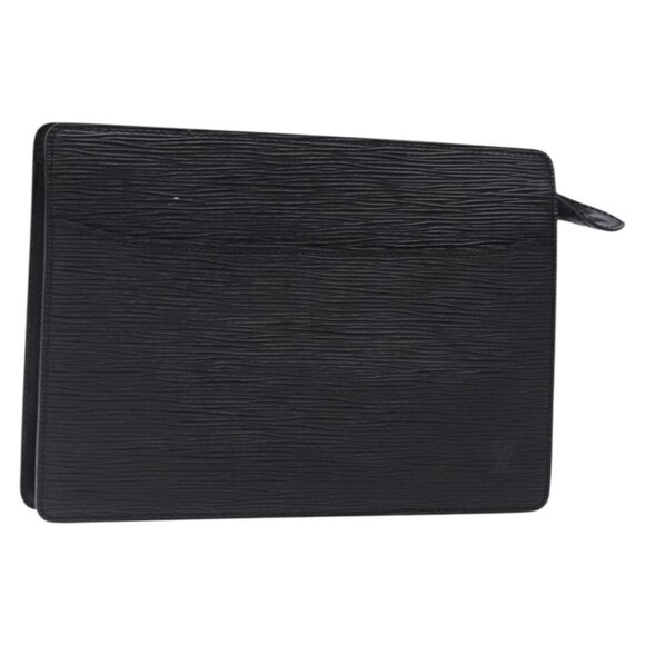 LOUIS VUITTON Epi Pochette Homme Clutch Bag Black Noir LV Auth - Picture 1 of 16